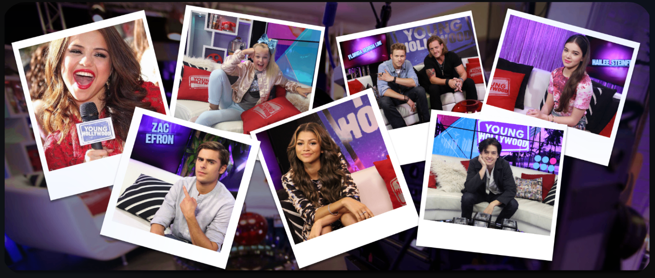 Polaroid collage of Young Hollywood celebrity interviews